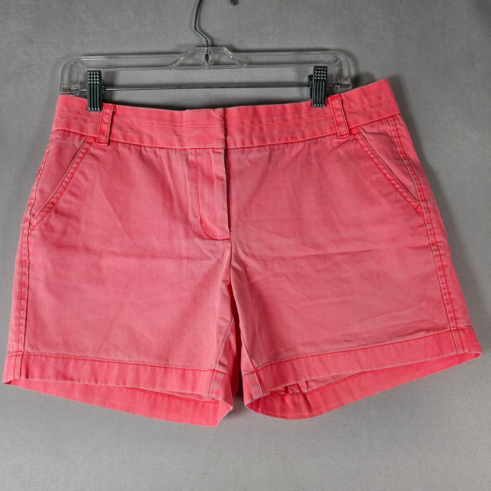 J.Crew Chino Shorts Women 8 Coral Pink Cotton Casual Classic Summer Coastal Boho